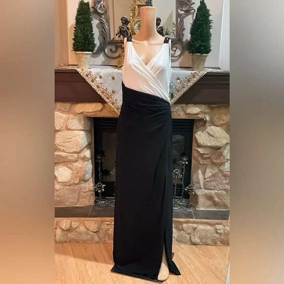 Ralph Lauren Womens Black Color Block Beaded Slitted Sleeveless Dress 12 Ralph Lauren | Dresses | Nwt 84 Ralph Lauren Black And White Maxi Evening  Dress | Poshmark
